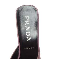 Prada Pastel Leather Stitch Detail Peep Toe Slide Mules Size 38.5 