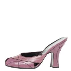 Prada Pastel Leather Stitch Detail Peep Toe Slide Mules Size 38.5 