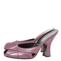 Prada Pastel Leather Stitch Detail Peep Toe Slide Mules Size 38.5 