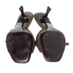 Pre Owned Prada Multicolor Tweed Crystal And Bow Embellished Slide Sandals Size 38.5