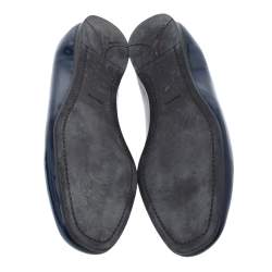 Pre Owned Prada Blue Patent Leather Smoking Slippers Size 37