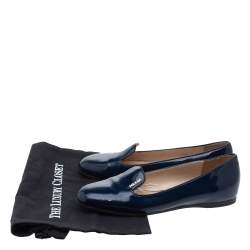 Pre Owned Prada Blue Patent Leather Smoking Slippers Size 37