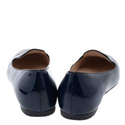 Pre Owned Prada Blue Patent Leather Smoking Slippers Size 37