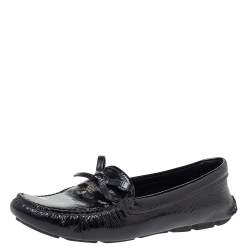 patent leather loafers with bow