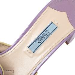 Pre Owned Prada Purple Patent Leather Open Toe Sandals Size 37.5