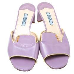 Pre Owned Prada Purple Patent Leather Open Toe Sandals Size 37.5