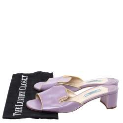 Pre Owned Prada Purple Patent Leather Open Toe Sandals Size 37.5