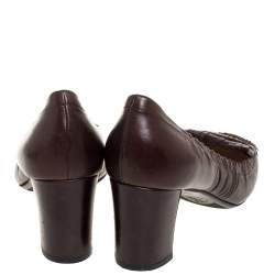 Pre Owned Prada Brown Leather Fringe Loafer Pumps Size 37