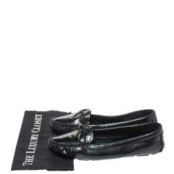 Pre Owned Prada Black Patent Leather Bow Loafers Size 40