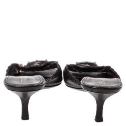 Pre Owned Prada Black Leather Embellished Open Toe Sandals Size 37