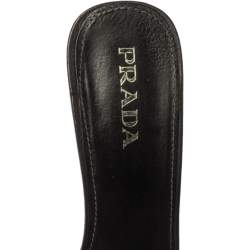 Pre Owned Prada Black Leather Embellished Open Toe Sandals Size 37