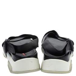 Pre Owned Prada Black Leather Crossover Flats Size 37.5