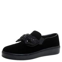 Prada velvet shop buckle sneakers