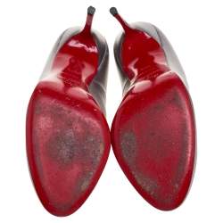 Pre Owned Christian Louboutin Silver Leather Simple Pumps Size 39.5 
