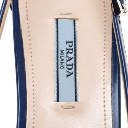 Pre Owned Prada Blue Leather Kitten Heel Pointed Toe Pumps Size 40