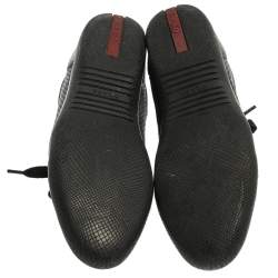 Prada Sports Black Perforated Leather Lace Up Low Top Sneakers Size 38