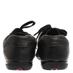 Prada Sports Black Perforated Leather Lace Up Low Top Sneakers Size 38