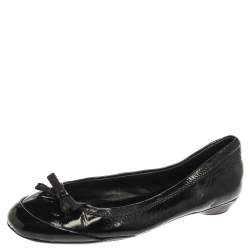 Prada Black Patent Leather Bow Ballet Flats Size 36.5