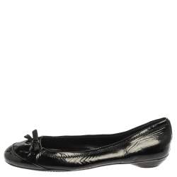 Prada Black Patent Leather Bow Ballet Flats Size 36.5