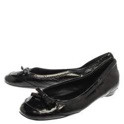 Prada Black Patent Leather Bow Ballet Flats Size 36.5