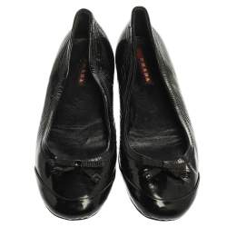 Prada Black Patent Leather Bow Ballet Flats Size 36.5