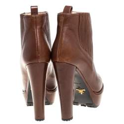 مملوكة مسبقًا حذاء بوت بر ادا كعب نعل سميك جلد بنى مقاس 39