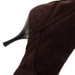 Pre Owned Prada Brown Suede Knee Boots Size 38
