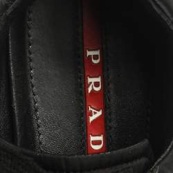 Pre Owned Prada Black Leather And Nylon Trainer Sneakers Size 38