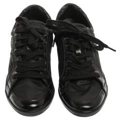 Pre Owned Prada Black Leather And Nylon Trainer Sneakers Size 38