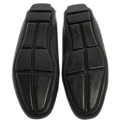 Pre Owned Prada Black Grained Leather Slip On Loafers Size 39