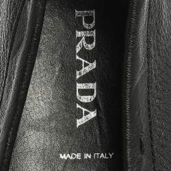 Pre Owned Prada Black Grained Leather Slip On Loafers Size 39