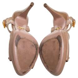 Prada Beige Leather Strappy Platform Sandals Size 38