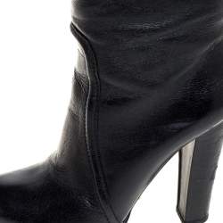 Pre Owned Prada Black Leather Knee Length Boots Size 37.5