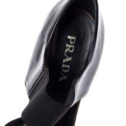 Pre Owned Prada Olive/Black Ombre Patent Leather Square Toe Pumps Size 36.5