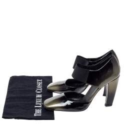 Pre Owned Prada Olive/Black Ombre Patent Leather Square Toe Pumps Size 36.5
