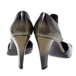 Pre Owned Prada Olive/Black Ombre Patent Leather Square Toe Pumps Size 36.5