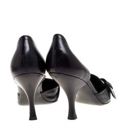 Pre Owned Prada Black Leather Buckle Detail Pointed Toe D'orsay Pumps Size 38