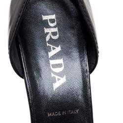 Pre Owned Prada Black Leather Buckle Detail Pointed Toe D'orsay Pumps Size 38