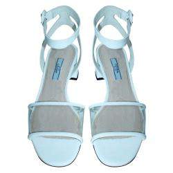 Pre Owned Prada White Leather  Sandals Size 37
