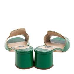 مملوكة مسبقًا Prada Green Patent Leather Slide Mule Sandals Size 39