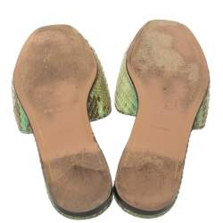Pre Owned Prada Green/Beige Python Flat Slides Size 40