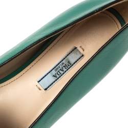 Prada Green Saffiano Patent Leather Smoking Slippers Size 38