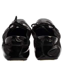 Prada Black Nylon and Leather Lace Up Flats Size 40