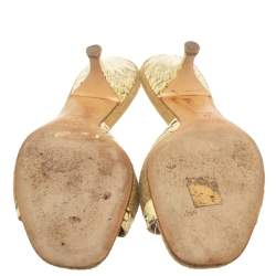 Pre Owned Prada Two Tone Jute And Python Embellished Slide Sandals Size 37