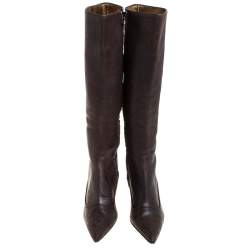 Prada Brown Leather Boots Size 38