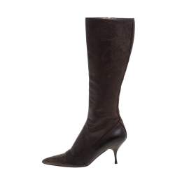 Prada Brown Leather Boots Size 38