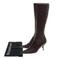 Prada Brown Leather Boots Size 38