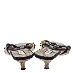 Pre Owned Prada Tri Color Suede and Snakeskin Embellished Slide Sandals Size 37.5