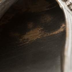 Pre Owned Prada Silver Leather Crystal Embellishment Slip On Espadrilles Size 39.5