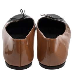 Pre Owned Prada Two Tone Patent Leather Bow Ballet Flats Size 37.5
